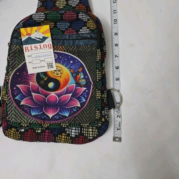 NWT Nepal Boho Chic Sling Bag Sun & Flower Hippie CrossBody Purse Rising Int'l - Picture 7 of 7